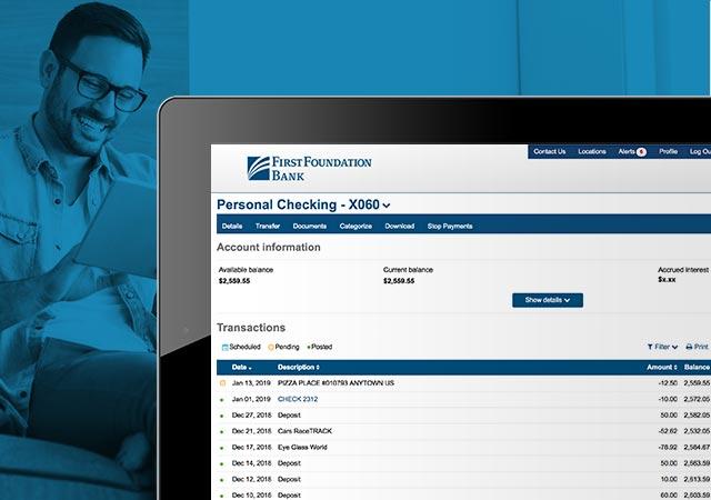 online banking on desktop